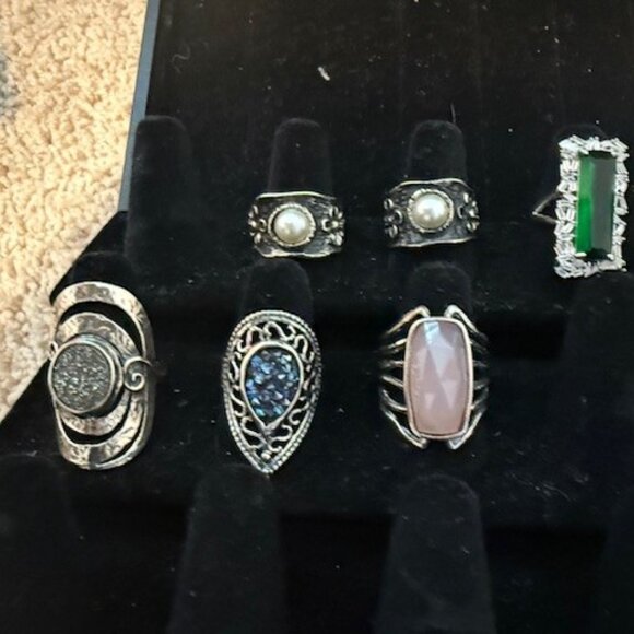 Sterling Silver Rings BUNDLE - Sizes 7 & 8 ... - Picture 2 of 3